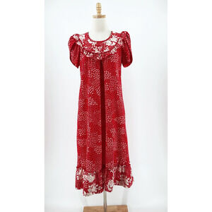 VTG 70s Liberty House Hawaiian Maxi Dress Small? Tropical Muumuu Ruffle Floral